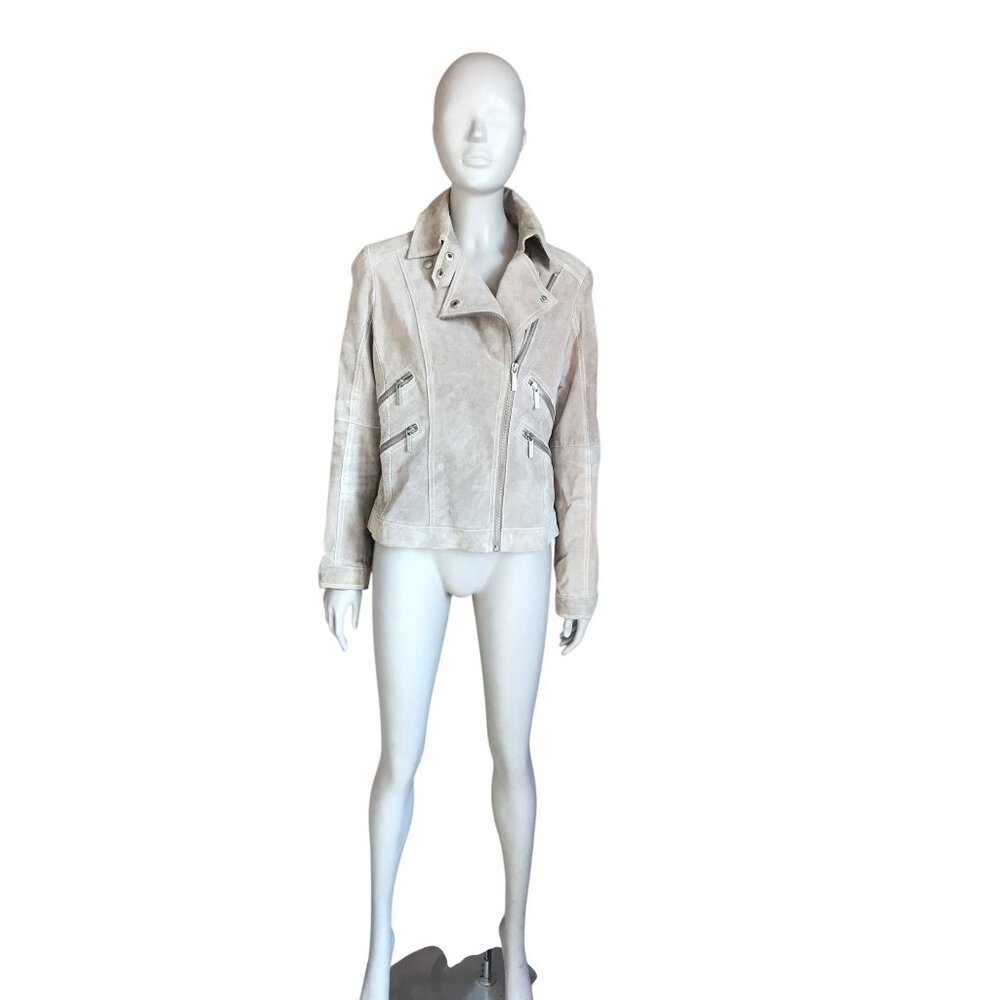 Michael Kors Tan Leather Long Sleeve Moto Jacket